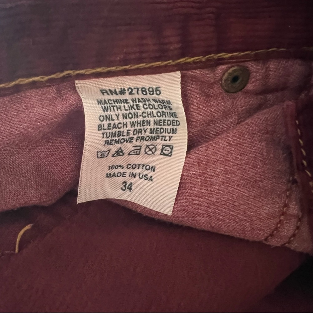 Hippie Vintage Burgundy Corduroy Flare Pants | Made USA | 70s Retro Bell Bottoms - Picture 7 of 8